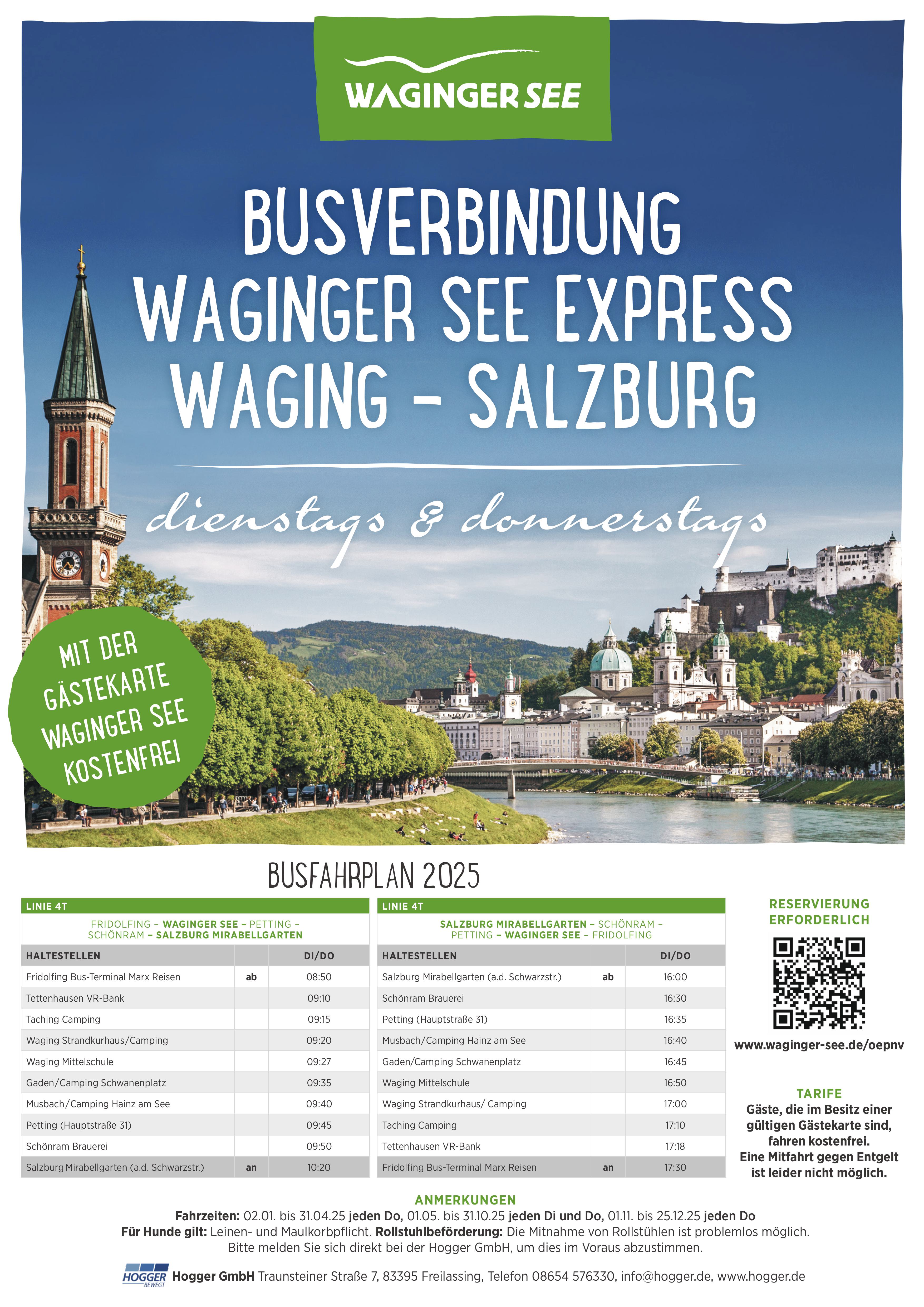 Busverbindung Waging - Salzburg 2025